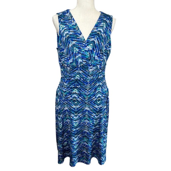 (4p. pack) Green Purple Abstract Sleeveless Midi Dress - V9